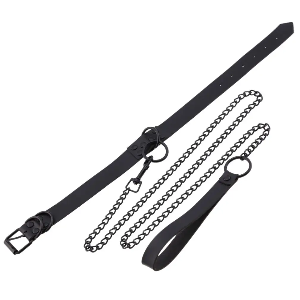 Women's Leather Collar Leash with O-Shaped Clasp