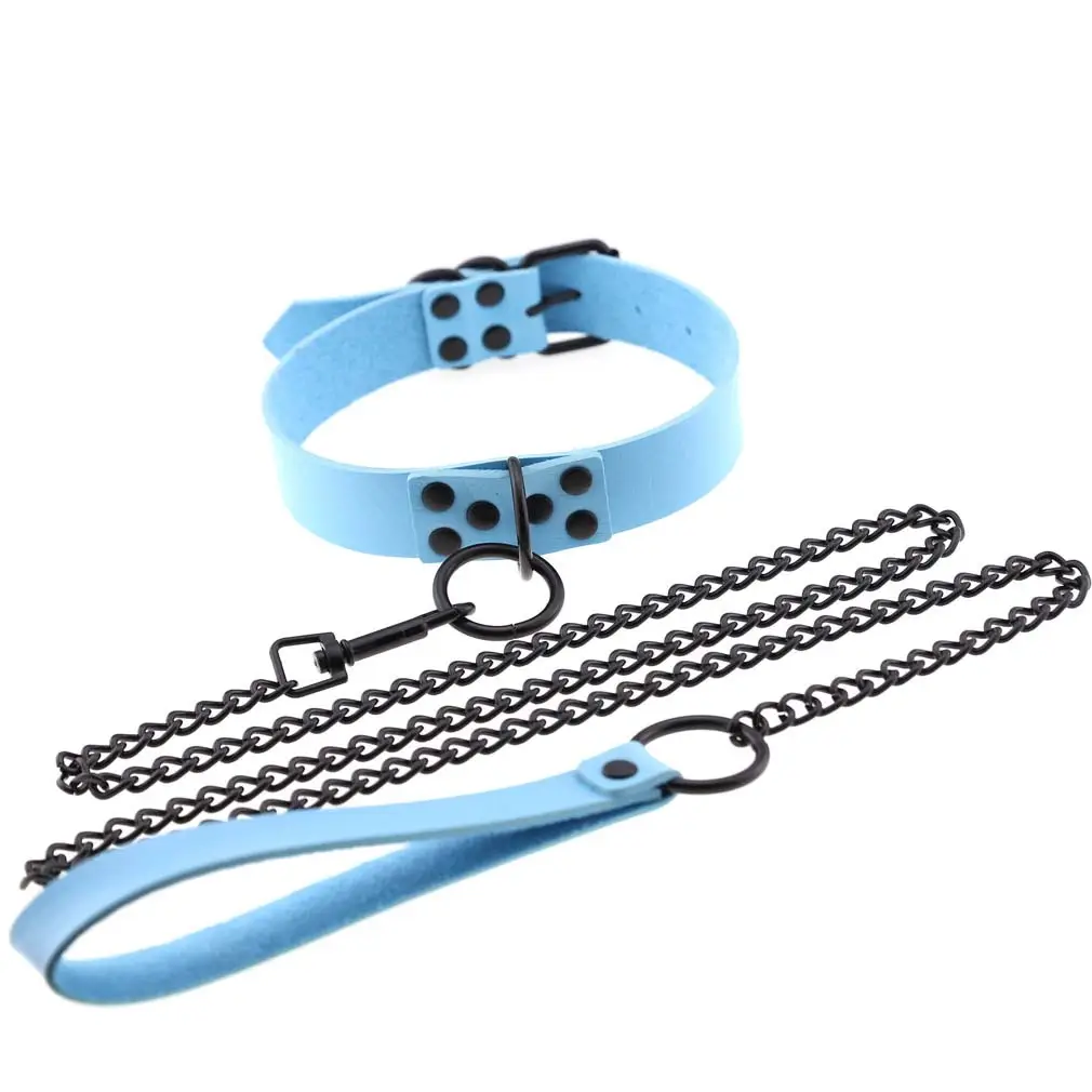 Women's Leather Collar Leash with O-Shaped Clasp