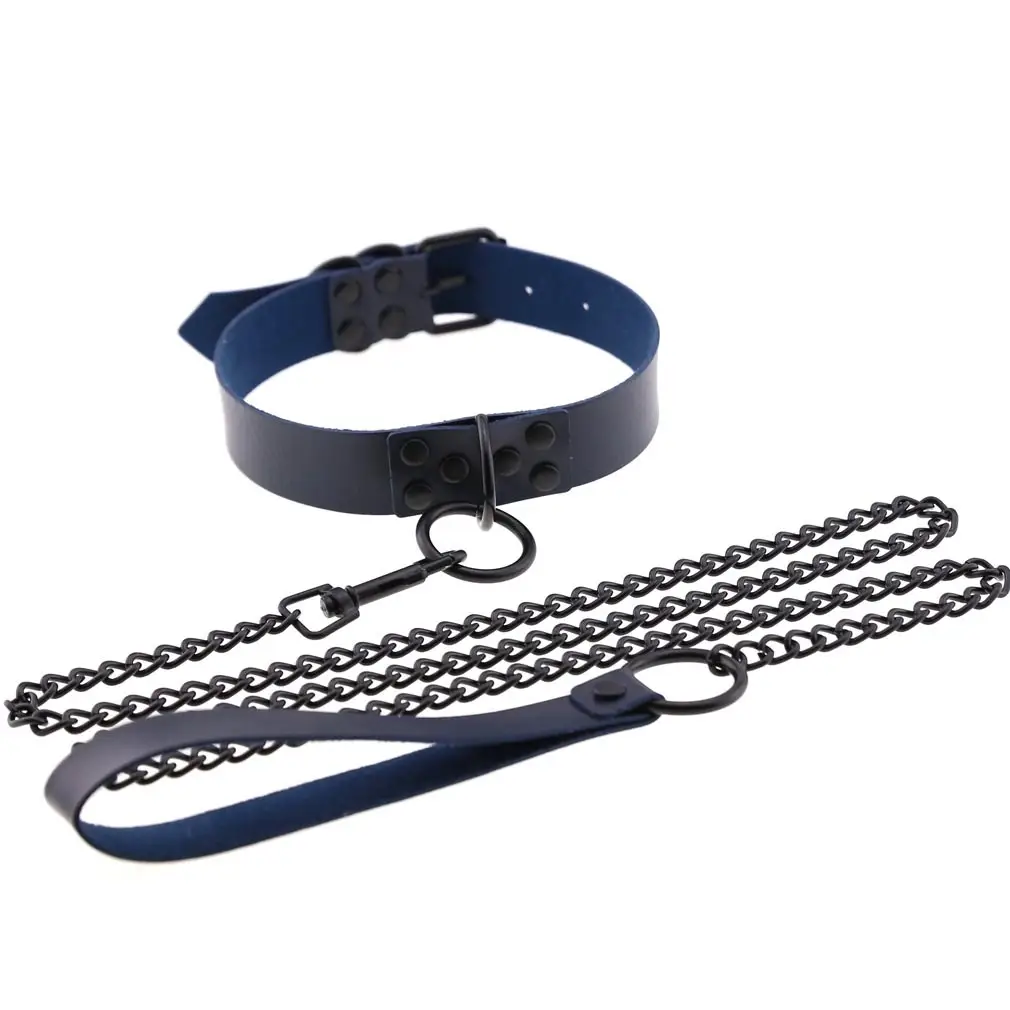 Women's Leather Collar Leash with O-Shaped Clasp