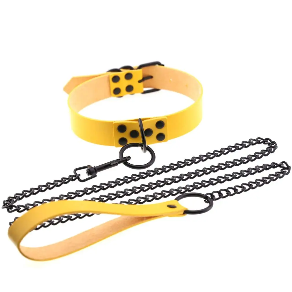Women's Leather Collar Leash with O-Shaped Clasp