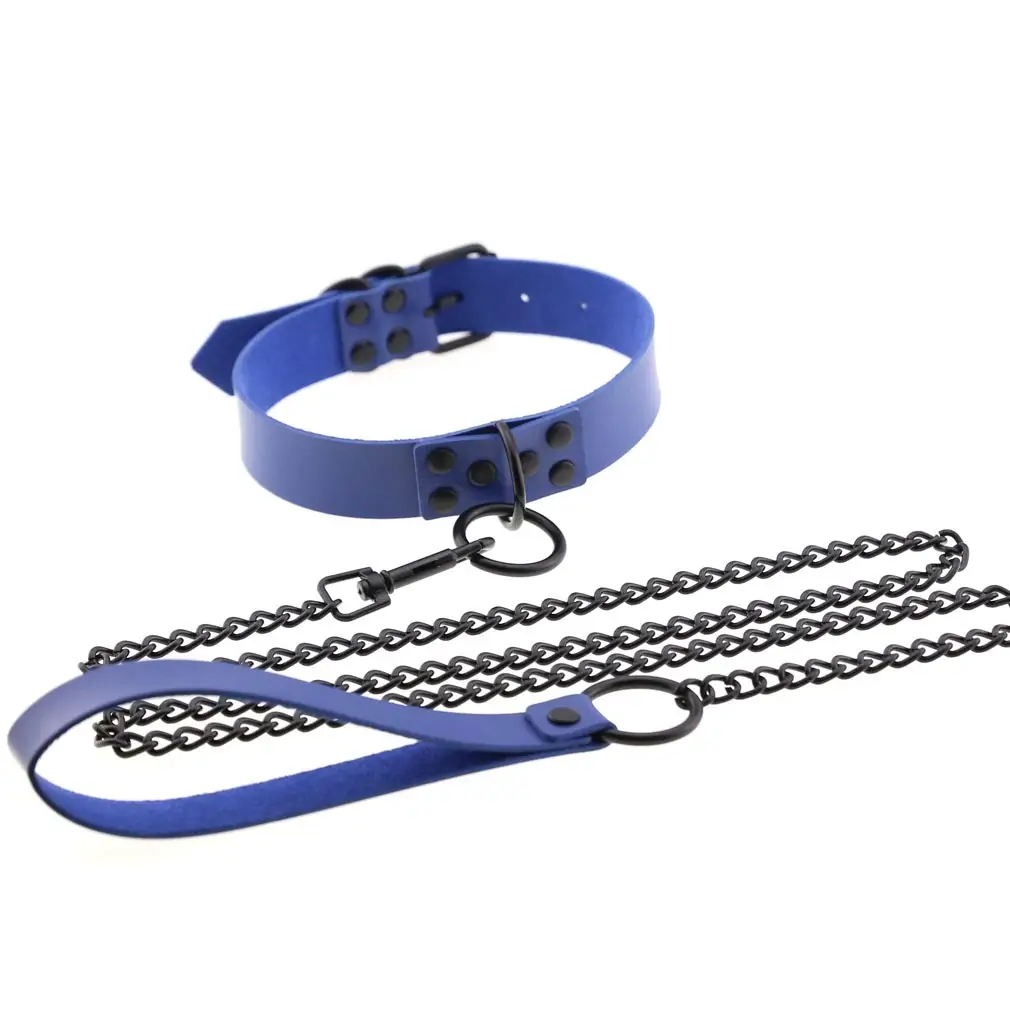 Women's Leather Collar Leash with O-Shaped Clasp