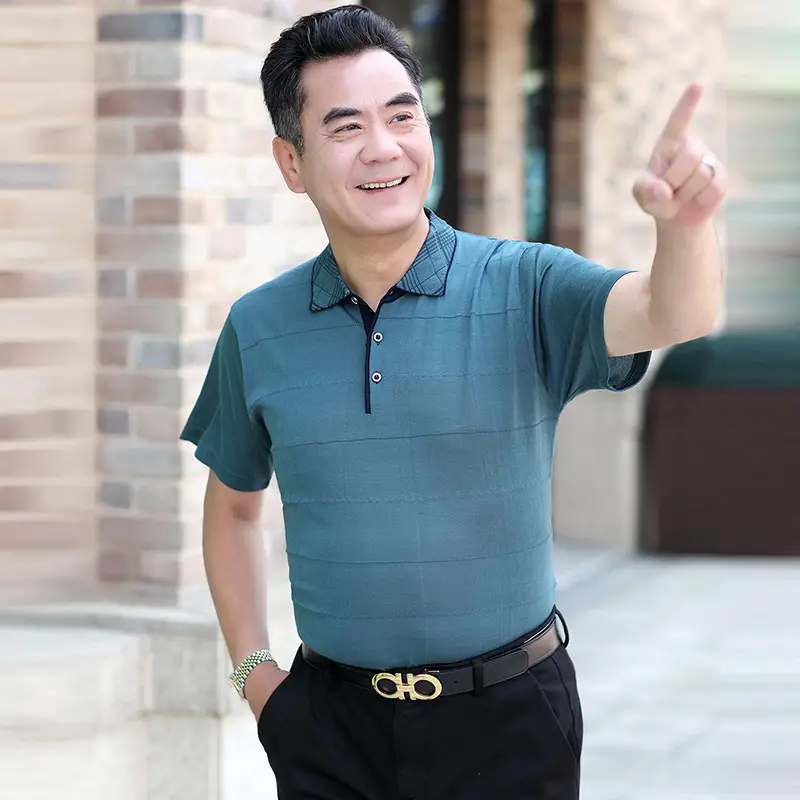 Men's Maroon Polo T-Shirt Summer Cool Breathable