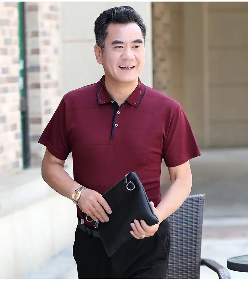 Men's Maroon Polo T-Shirt Summer Cool Breathable — feature 9
