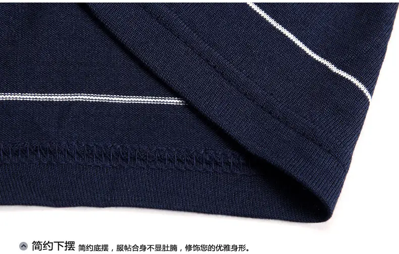 Men Navy Striped Knitted Lapel T-Shirt — feature 23