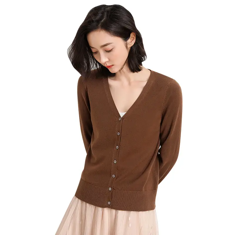 22 Spring Women's Long-Sleeved V-Neck Knitted Coat - Image 39