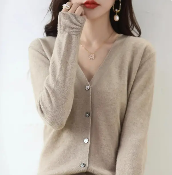 22 Spring Women's Long-Sleeved V-Neck Knitted Coat - Image 34