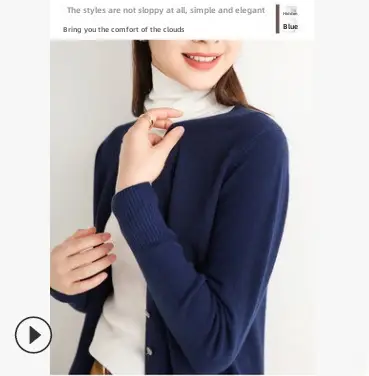22 Spring Women's Long-Sleeved V-Neck Knitted Coat - Image 15