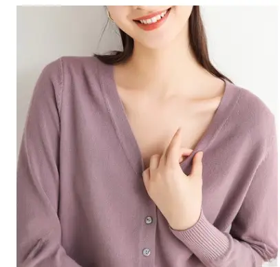 22 Spring Women's Long-Sleeved V-Neck Knitted Coat - Image 24