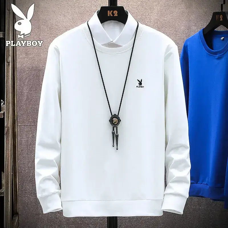 Blue Korean Slim Fit Casual Sweatshirt for Men - Image 6