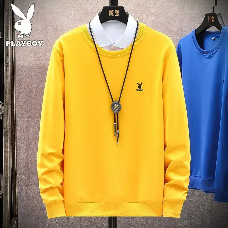 Blue Korean Slim Fit Casual Sweatshirt for Men - Image 7