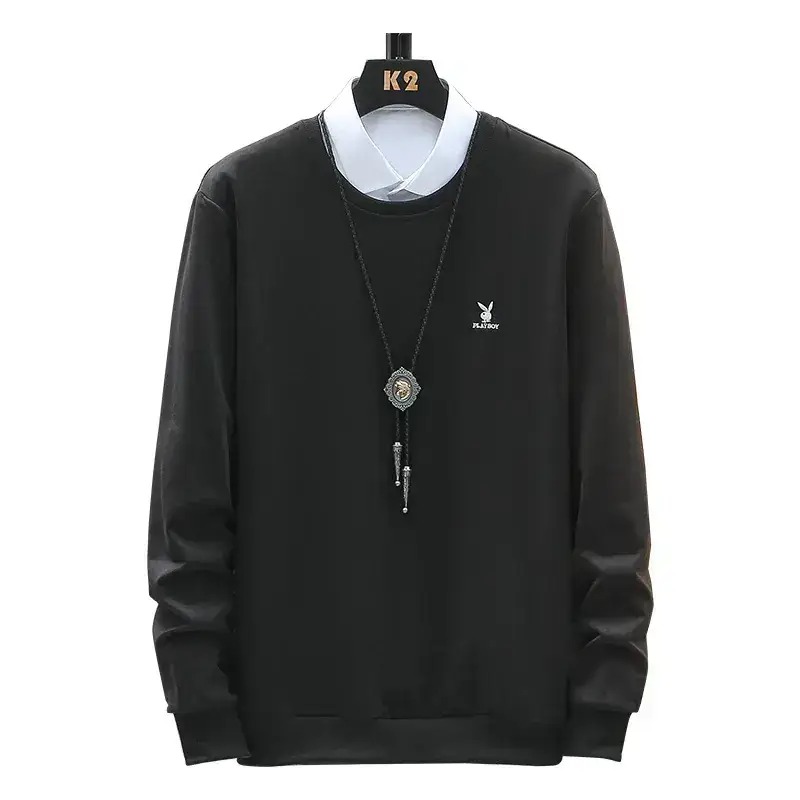 Blue Korean Slim Fit Casual Sweatshirt for Men - Image 9