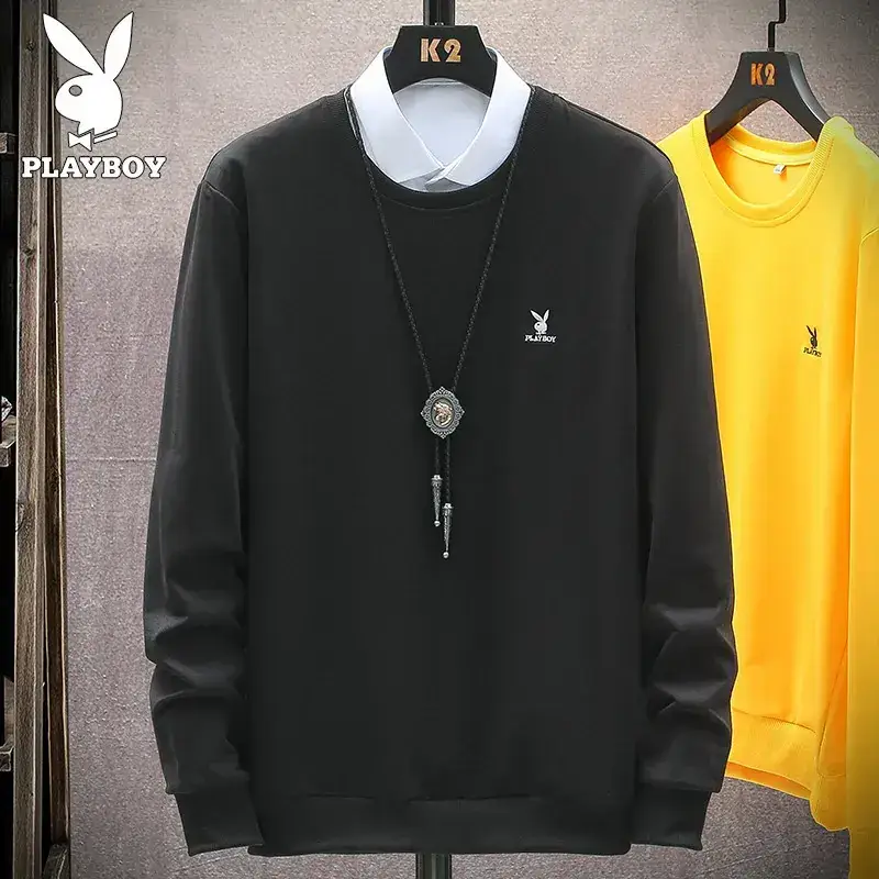 Blue Korean Slim Fit Casual Sweatshirt for Men - Image 2