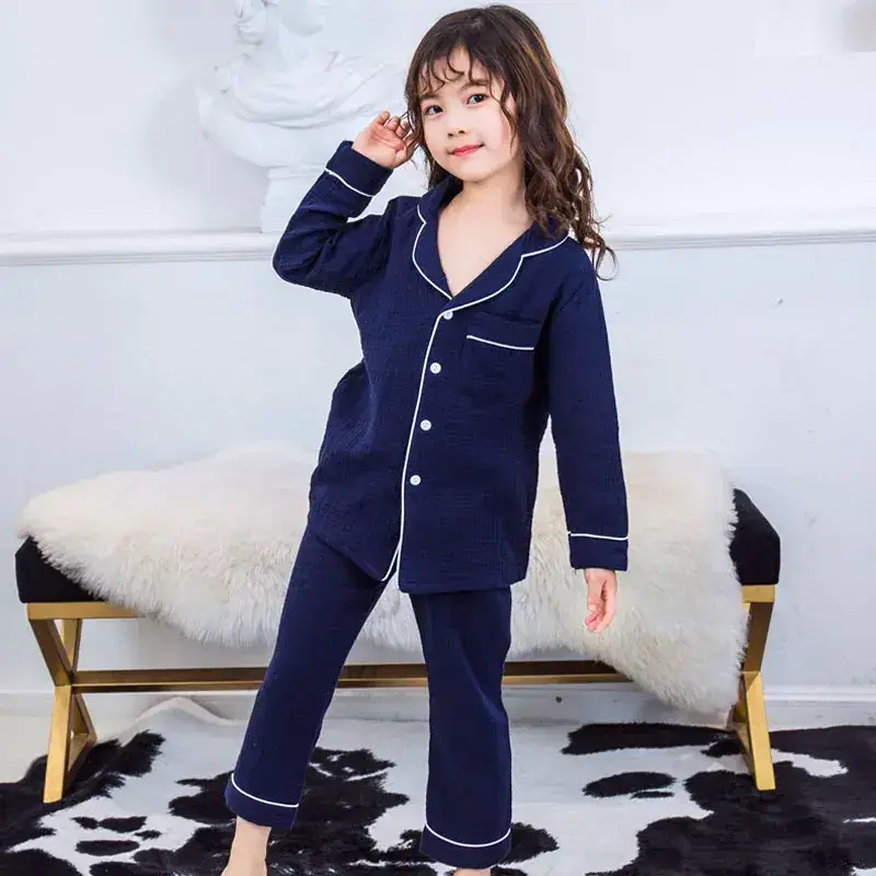 Girls' White Cotton Pajamas Summer Pleated - Image 2