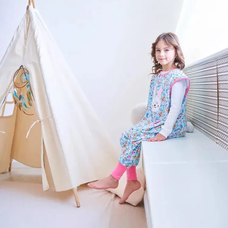 New Kids Cotton Floral Pajamas Set Pink Leggings - Image 3