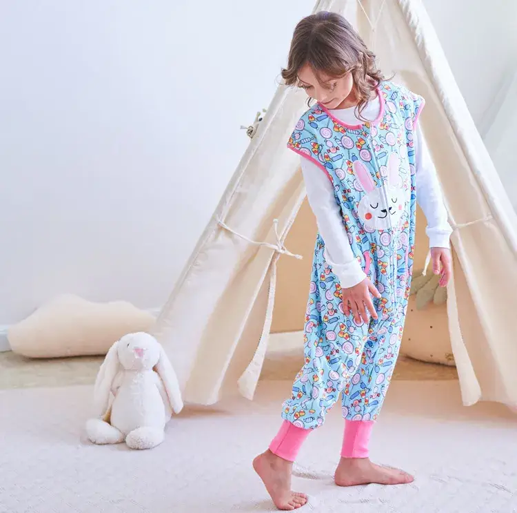 New Kids Cotton Floral Pajamas Set Pink Leggings - Image 4