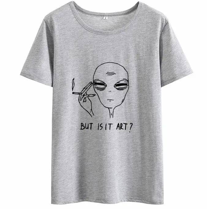 Alien Graphic T-Shirt Grey Round Neck - Image 2