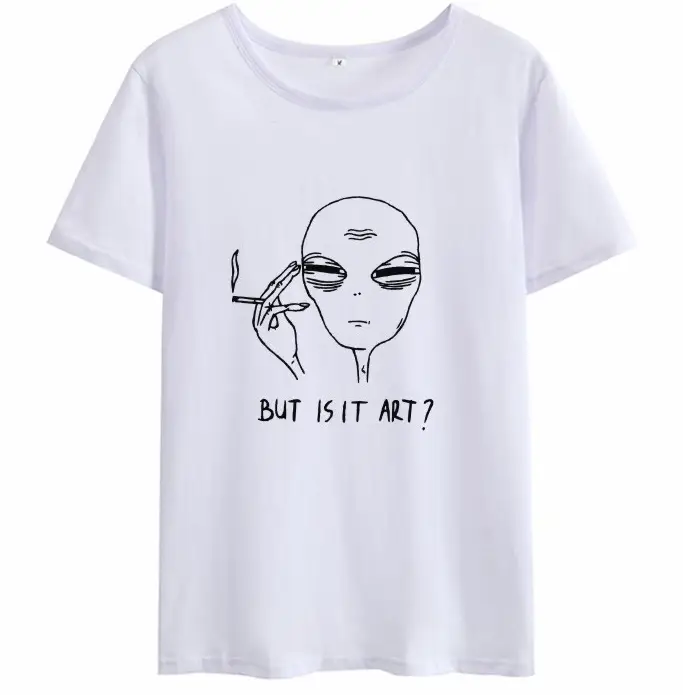 Alien Graphic T-Shirt Grey Round Neck - Image 1