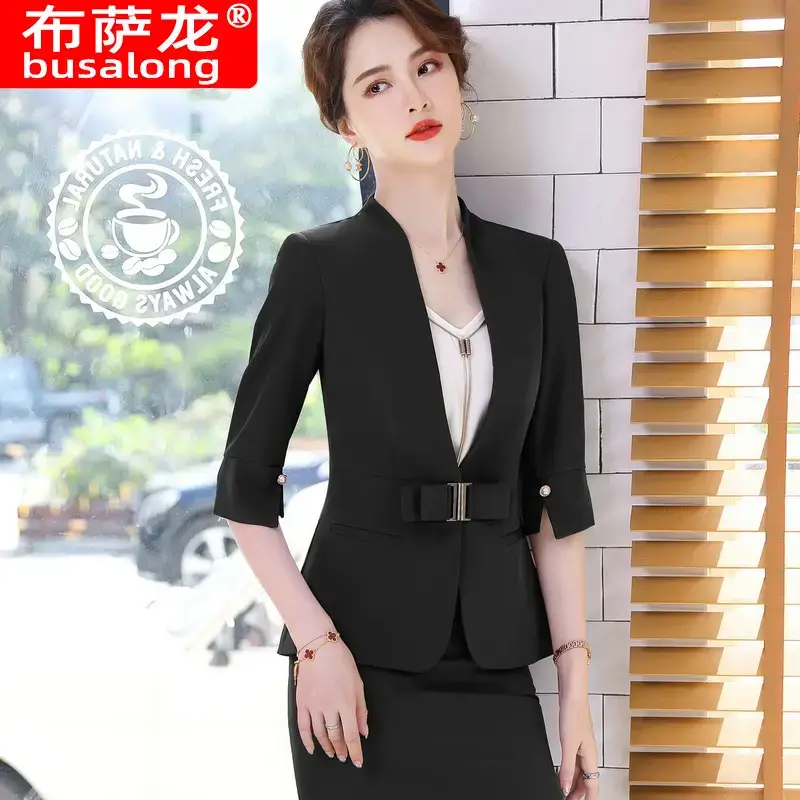 Women's White Sleeveless Blazer Suit with Belt for Office Wear - Image 12