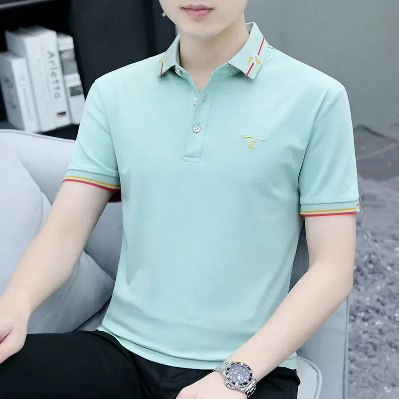 2025 Summer Lapel Polo Shirt for Men Grey Collared - Image 27