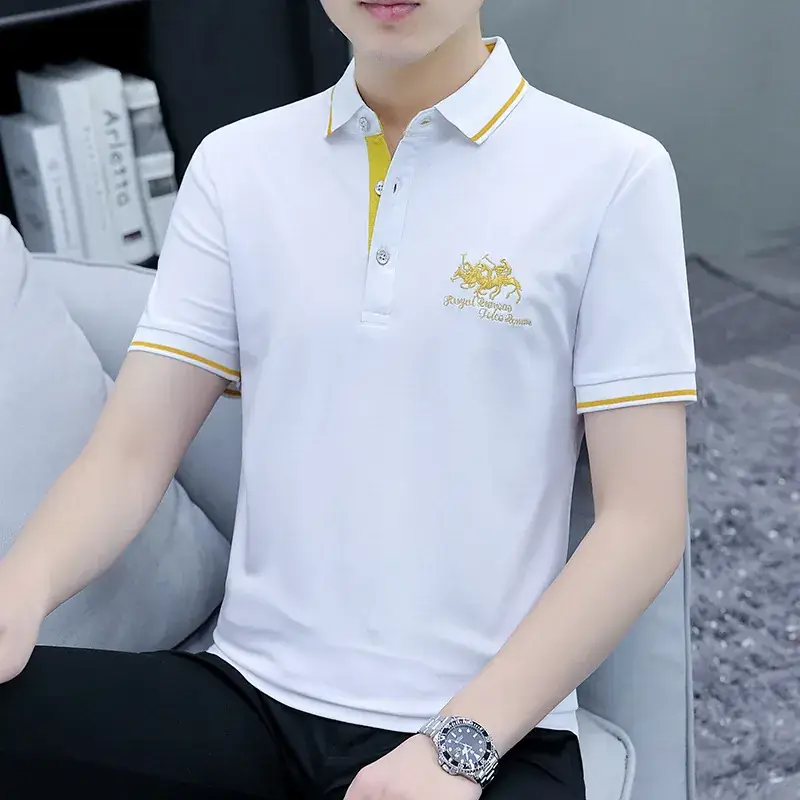 2025 Summer Lapel Polo Shirt for Men Grey Collared - Image 28