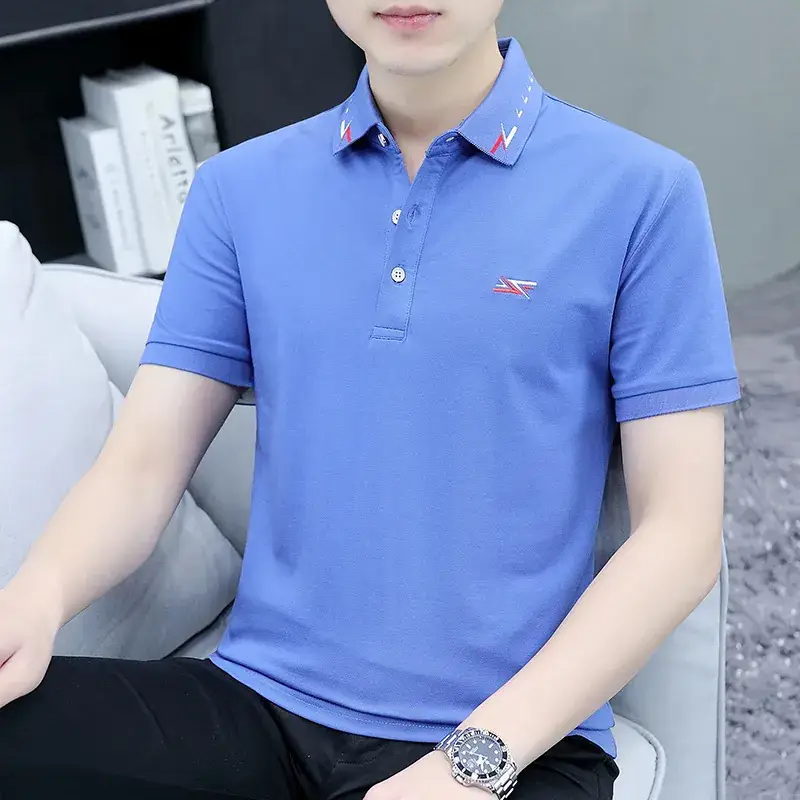 2025 Summer Lapel Polo Shirt for Men Grey Collared - Image 11