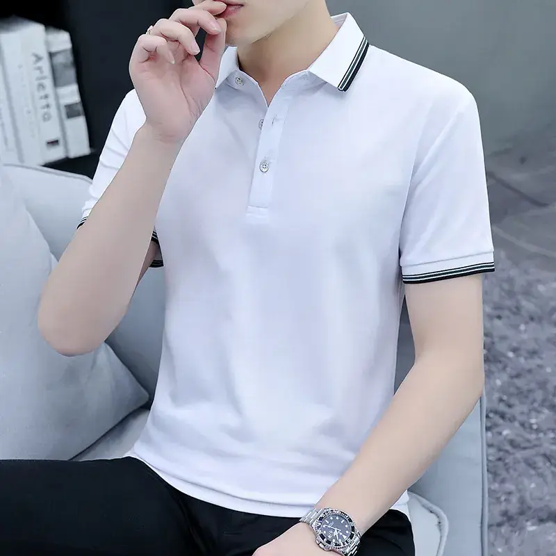 2025 Summer Lapel Polo Shirt for Men Grey Collared - Image 14