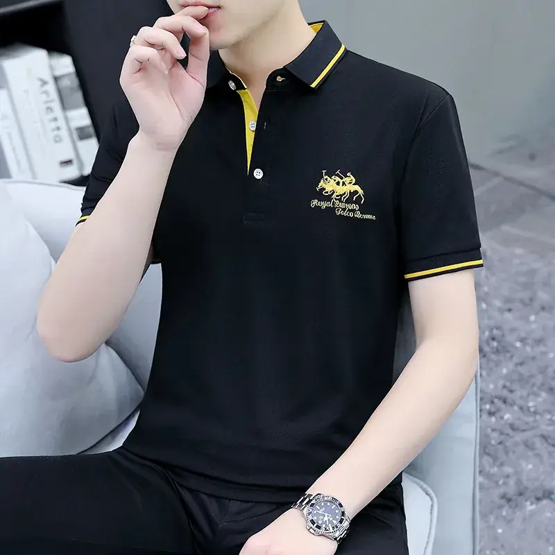 2025 Summer Lapel Polo Shirt for Men Grey Collared - Image 17