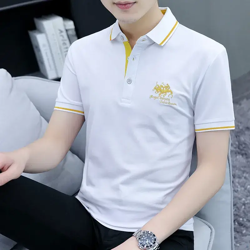 2025 Summer Lapel Polo Shirt for Men Grey Collared - Image 18