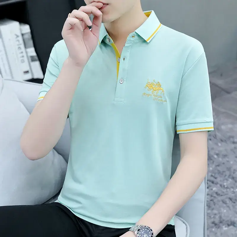 2025 Summer Lapel Polo Shirt for Men Grey Collared - Image 19