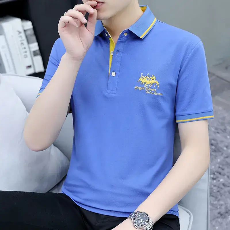 2025 Summer Lapel Polo Shirt for Men Grey Collared - Image 20