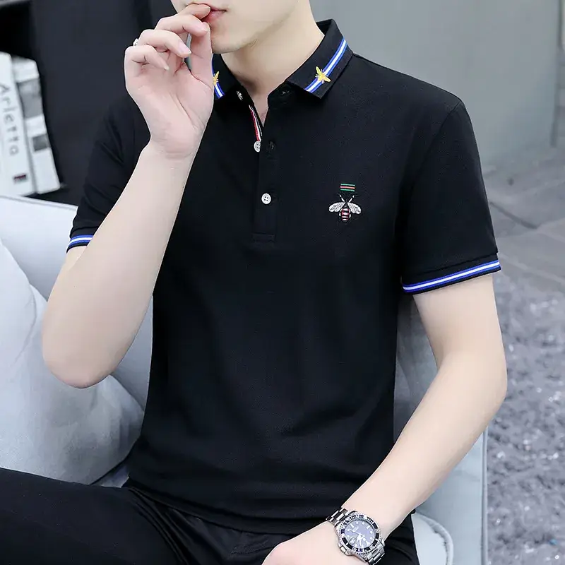 2025 Summer Lapel Polo Shirt for Men Grey Collared - Image 22