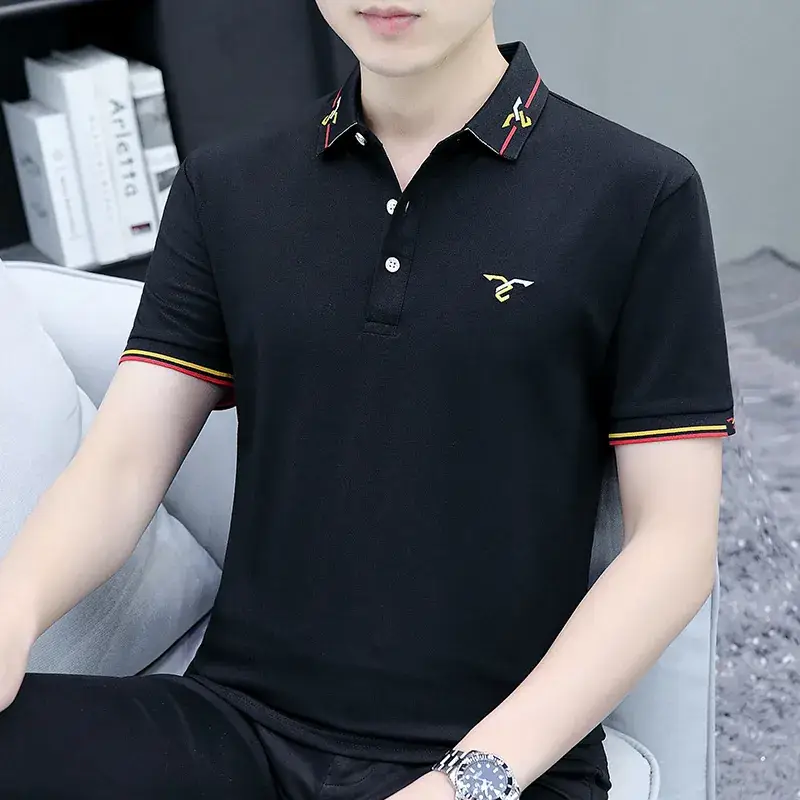 2025 Summer Lapel Polo Shirt for Men Grey Collared - Image 5