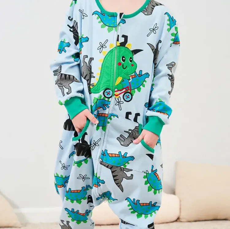 Kids Cotton Dino Pajamas Set for Girls