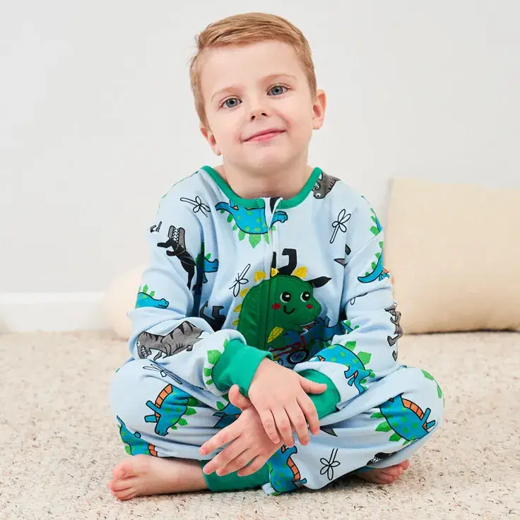 Kids Cotton Dino Pajamas Set for Girls
