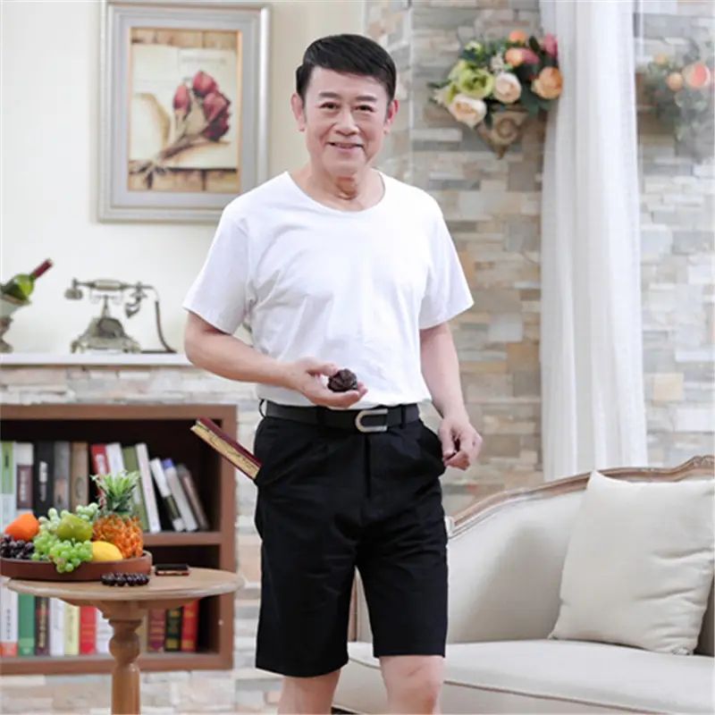 Men's White Cotton Round Neck T-Shirt Short Sleeve Loose Fit - Image 3
