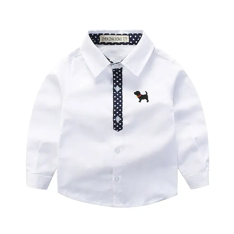 Light Blue Boys Long Sleeve Shirt with Camel Embroidery - Image 3