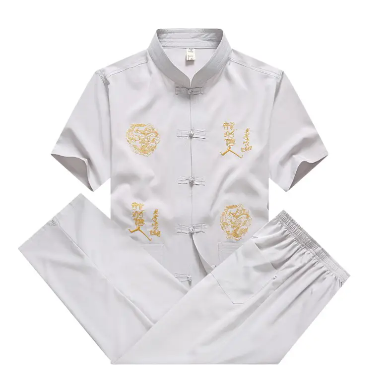 Men Chinese Embroidered Tang Suit Black Plate Buckle — feature 7