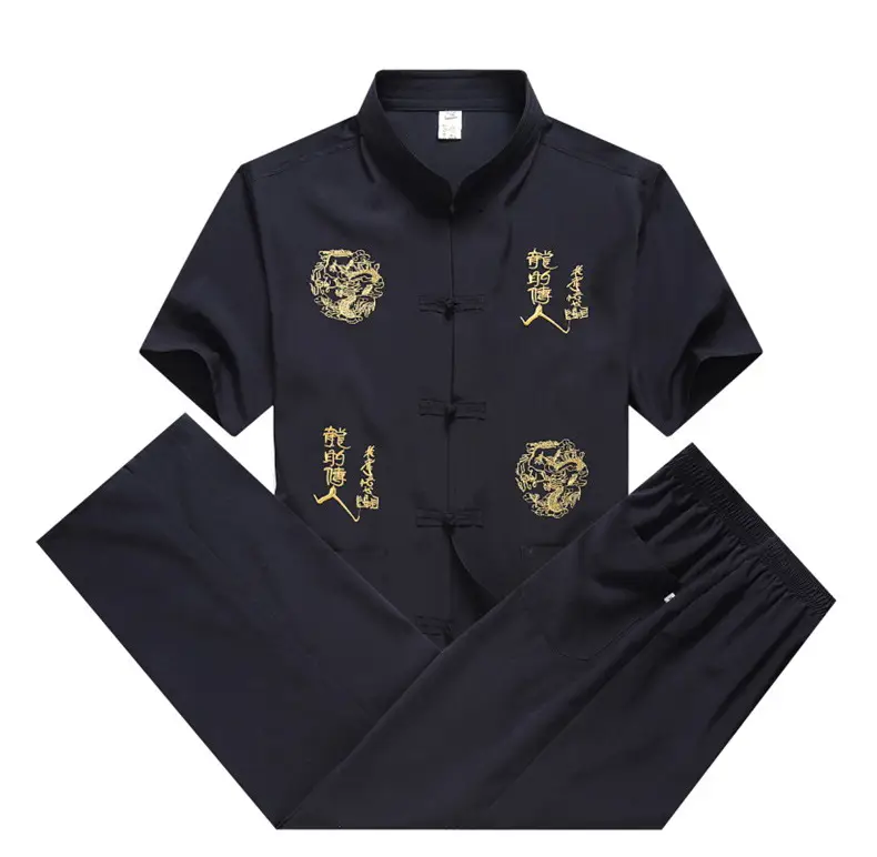 Men Chinese Embroidered Tang Suit Black Plate Buckle — feature 8