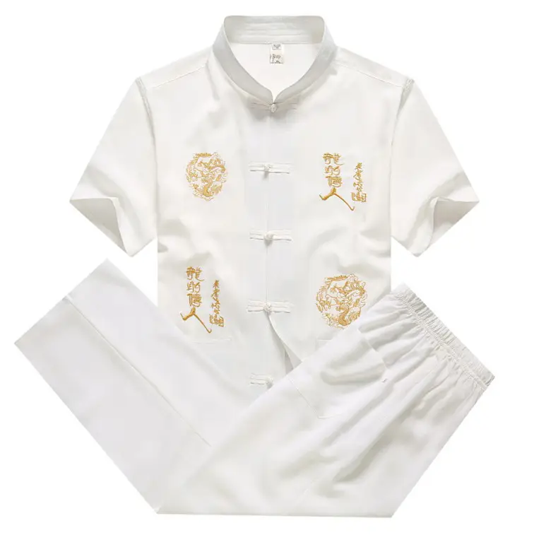 Men Chinese Embroidered Tang Suit Black Plate Buckle — feature 9