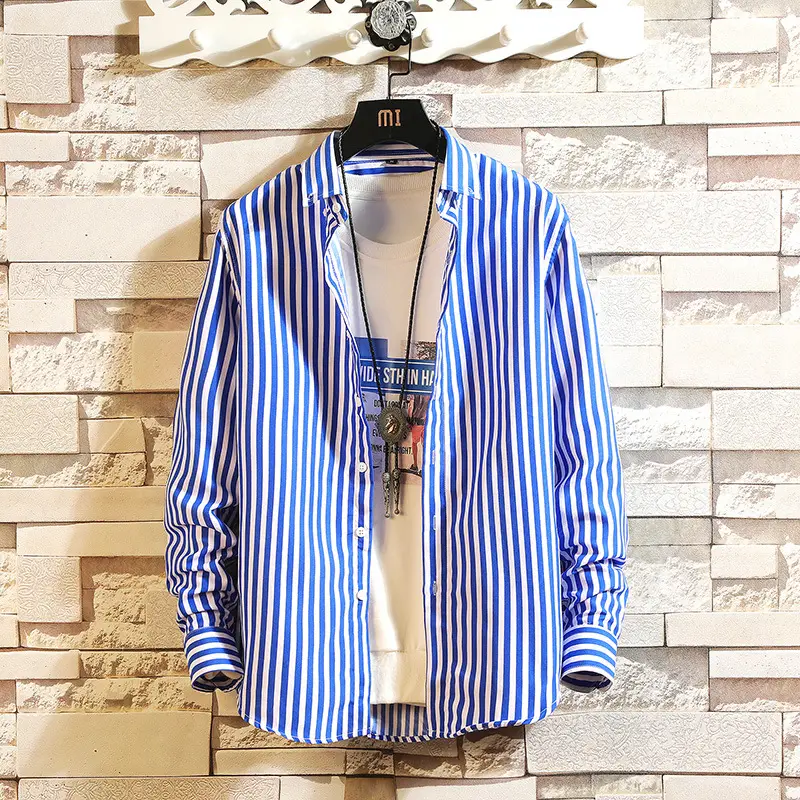 Men's Striped Long Sleeve Shirt with Graphic Print - Image 8