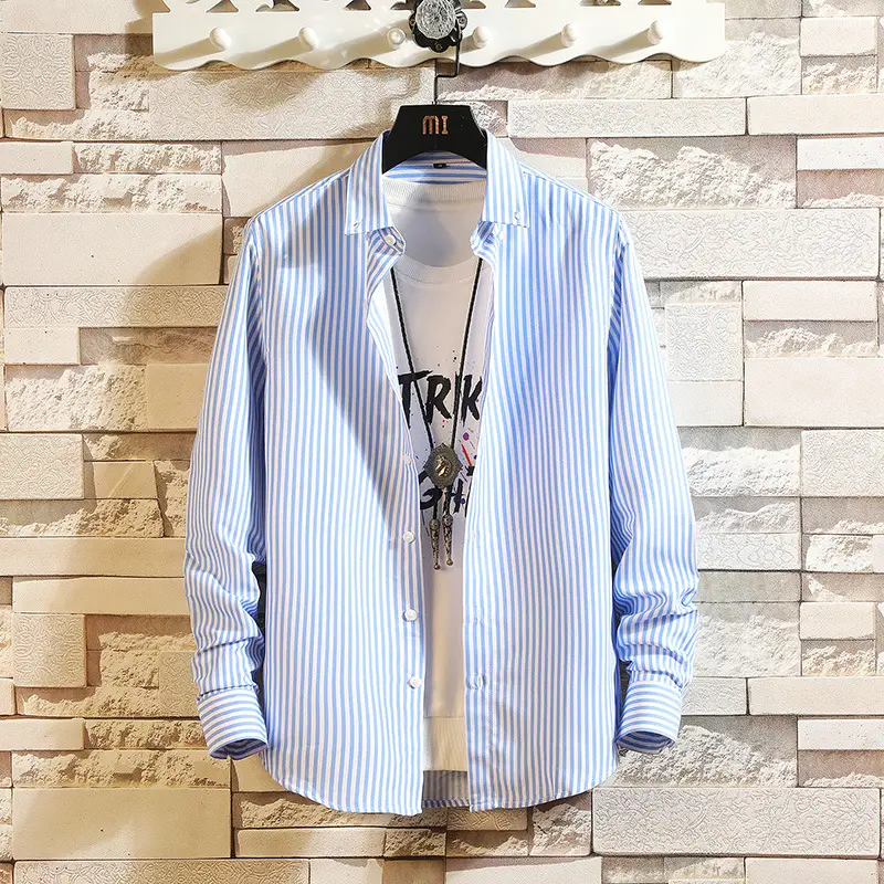 Men's Striped Long Sleeve Shirt with Graphic Print - Image 4