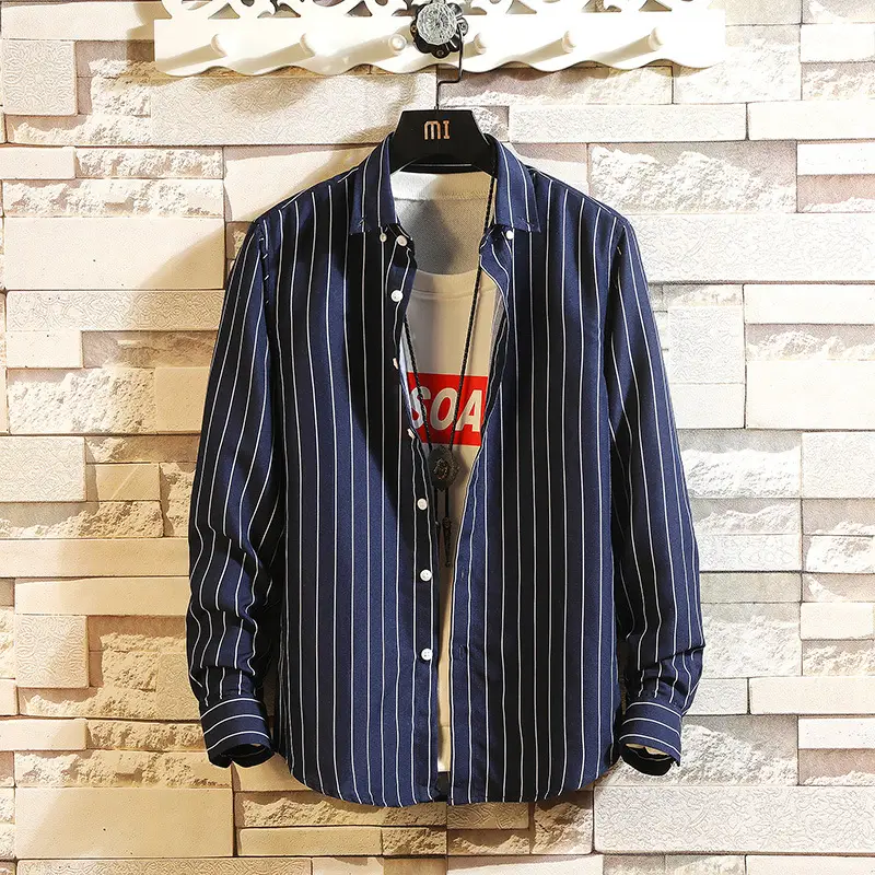 Men's Striped Long Sleeve Shirt with Graphic Print - Image 5