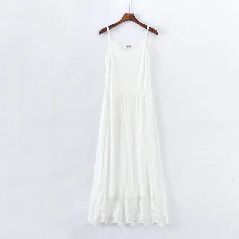 Black Embroidered Long Petticoat Tank Skirt