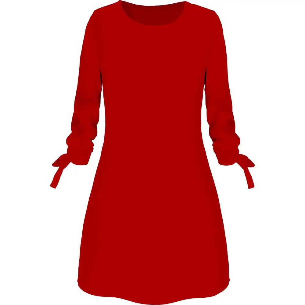 Light Blue Long Sleeve Tie-Back Dress