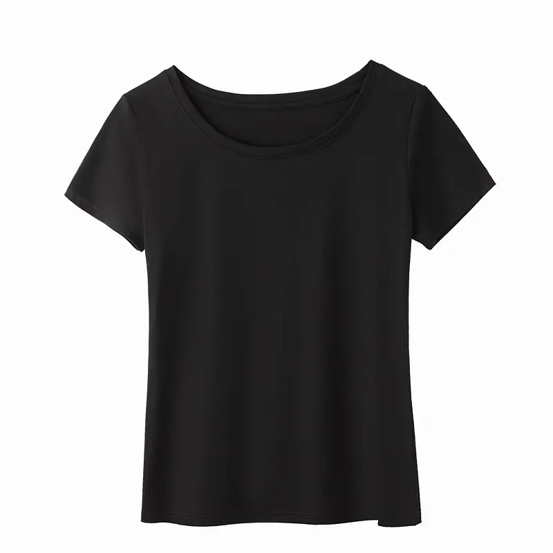 Women's Pink Mercerized Cotton T-Shirt Short Sleeve Round Neck - Image 9