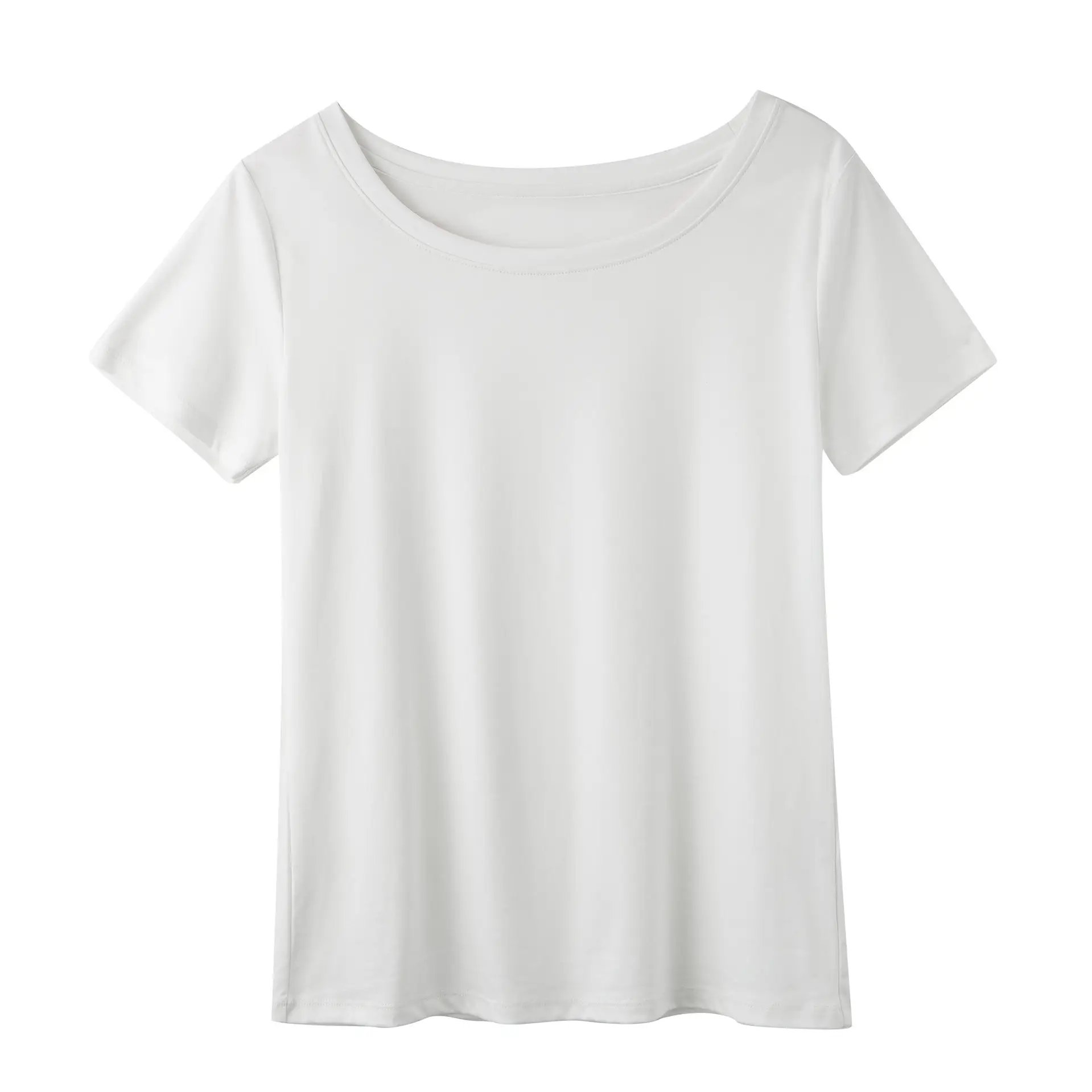 Women's Pink Mercerized Cotton T-Shirt Short Sleeve Round Neck - Image 2