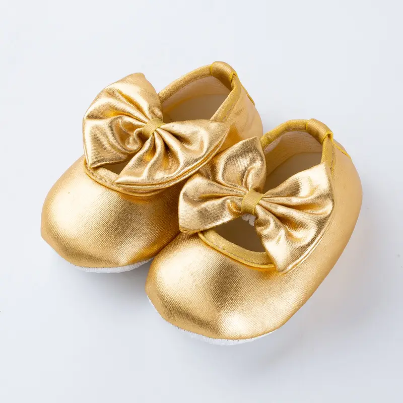 Pink Lace Baby Shoes with Bow & Non-Slip Sole