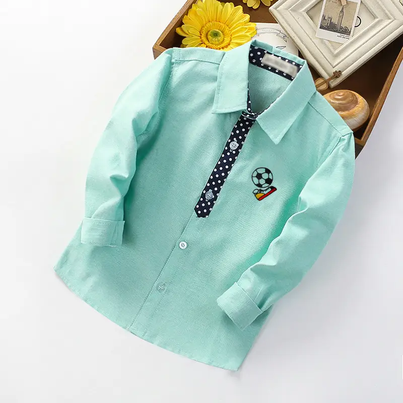 Boys' Light Blue Long Sleeve Button Down Shirt - Image 69