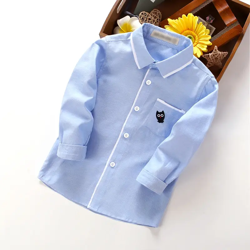 Boys' Light Blue Long Sleeve Button Down Shirt - Image 70