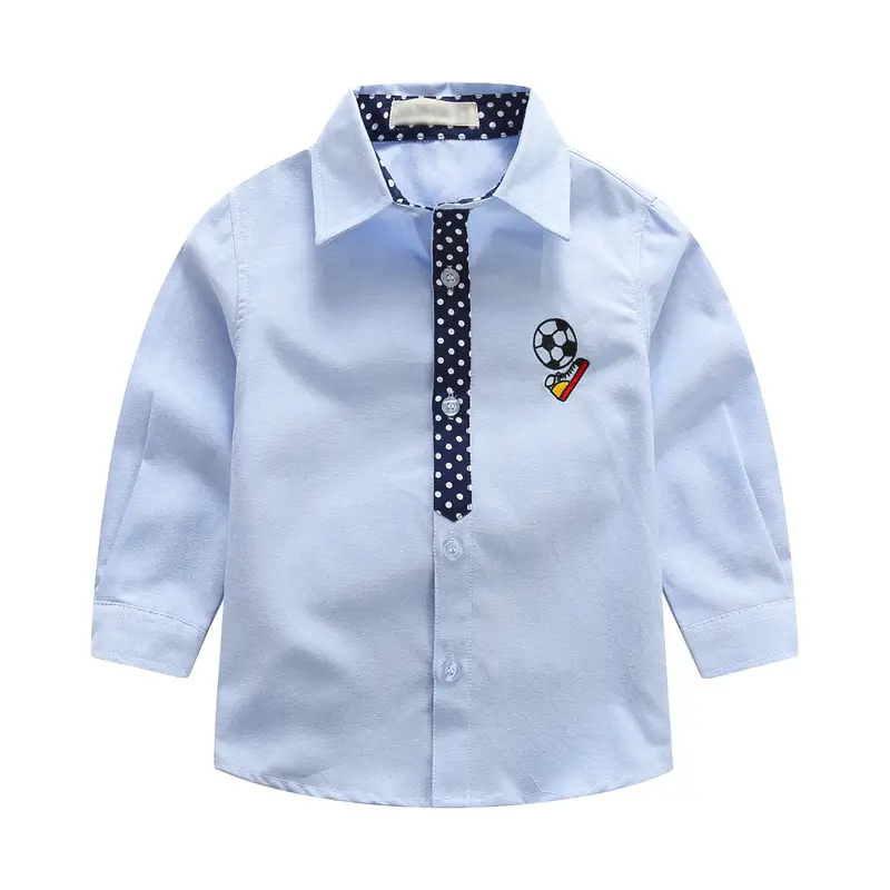 Boys' Light Blue Long Sleeve Button Down Shirt - Image 72